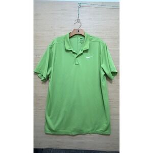 Nike Dri-Fit Golf Polo Shirt Mens L Green Short Sleeve Performance Athletic